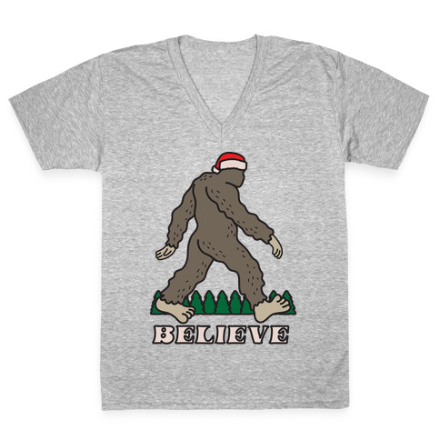 Santa Sasquatch V-Neck Tee Shirt