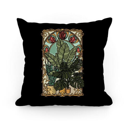 Art Nouveau House Plants Pillow