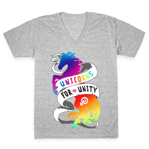 Unicorns For Unity V-Neck Tee Shirt