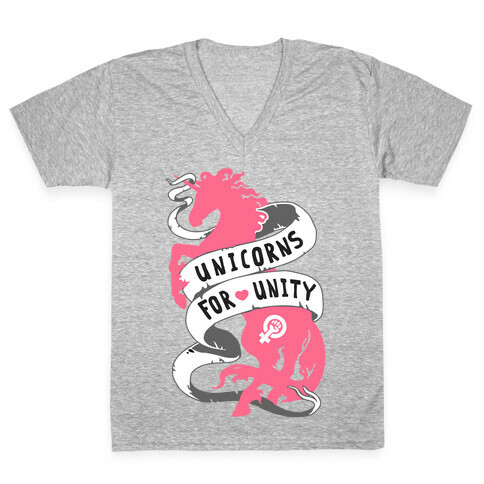 Unicorns For Unity V-Neck Tee Shirt