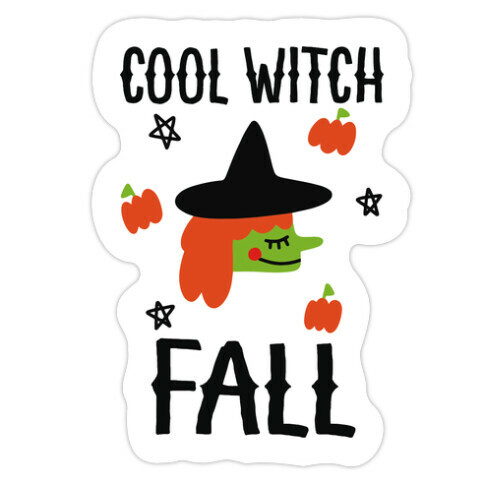 Cool Witch Fall Die Cut Sticker