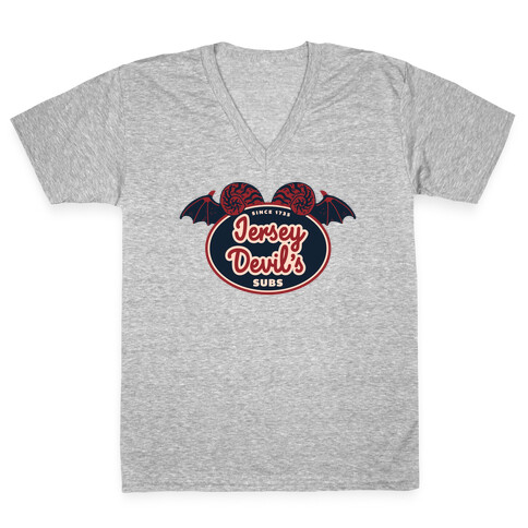 Jersey Devil Subs Logo Parody V-Neck Tee Shirt