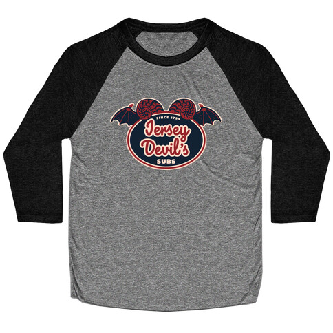 Jersey Devil Subs Logo Parody Baseball Tee