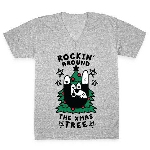 Rockin' Around the Xmas Tree V-Neck Tee Shirt