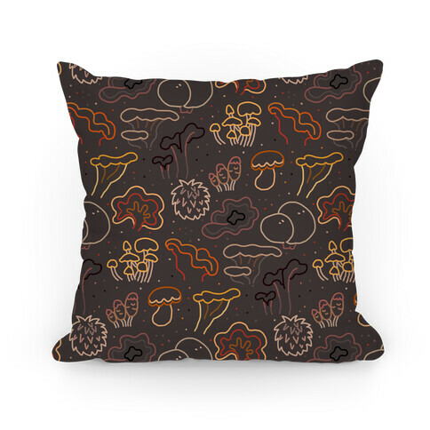 Fall Mushrooms (Dark Background)  Pillow