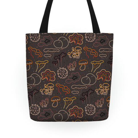 Fall Mushrooms (Dark Background)  Tote