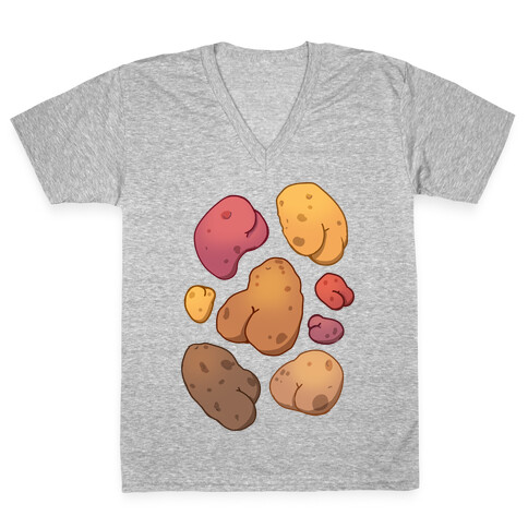 Potato Butts Pattern V-Neck Tee Shirt