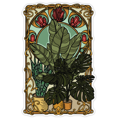 Art Nouveau House Plants Die Cut Sticker