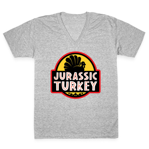 Jurassic Turkey Parody V-Neck Tee Shirt