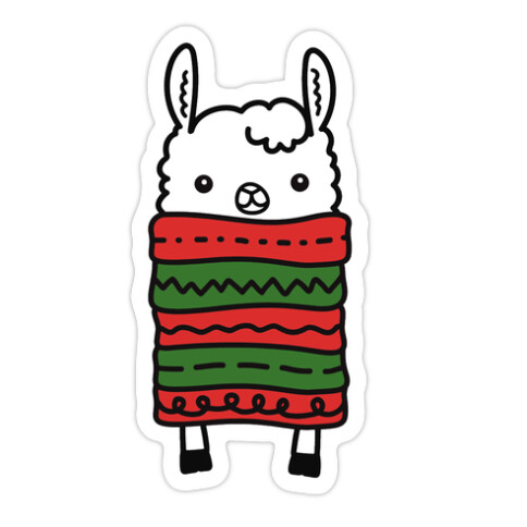 Long Llama Scarf Die Cut Sticker