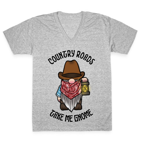 Country Roads, Take Me Gnome V-Neck Tee Shirt