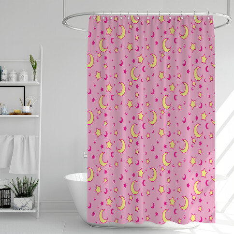 Dreamy Pastel Moon And Stars Shower Curtain