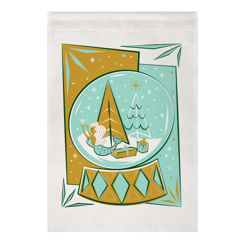 Mid-Century Modern Mermaid Holiday Snow Globe Garden Flag