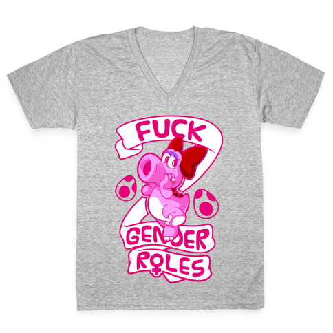 F*** Gender Roles (Birdo) V-Neck Tee Shirt