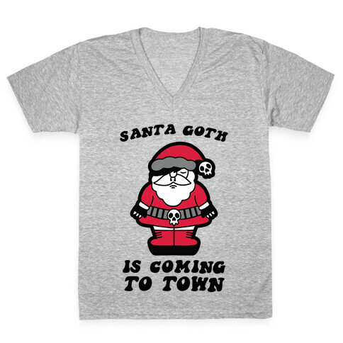 Santa Goth Is Coming To Town V-Neck Tee Shirt