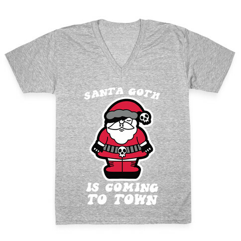 Santa Goth Is Coming To Town V-Neck Tee Shirt