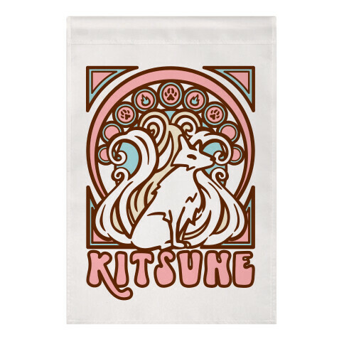 Art Nouveau Kitsune Garden Flag