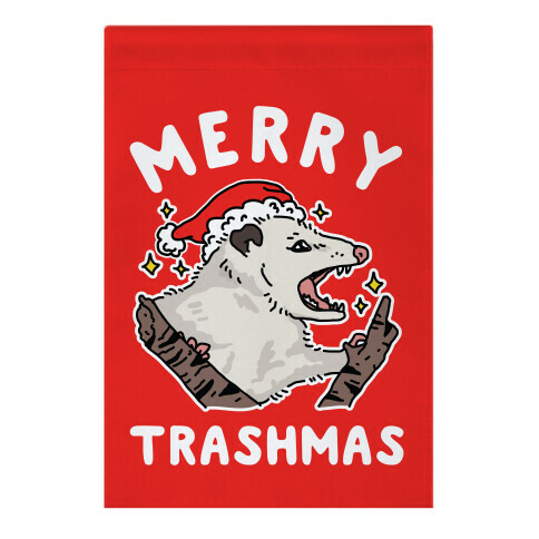 Merry Trashmas Opossum Garden Flag
