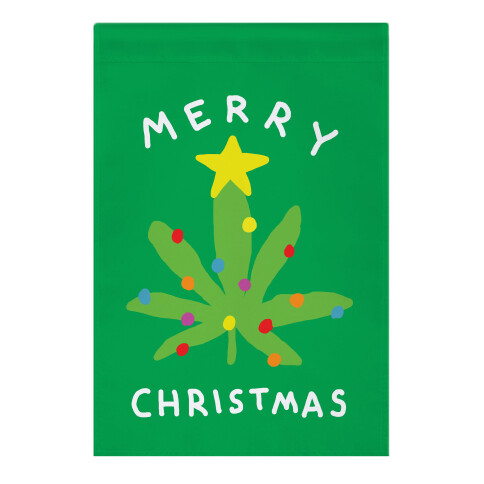 Merry Christmas Pot Leaf Garden Flag