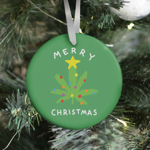 Merry Christmas Pot Leaf Ornament