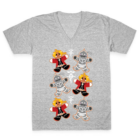 Fullmetal Alchemist Gingerbread Men V-Neck Tee Shirt
