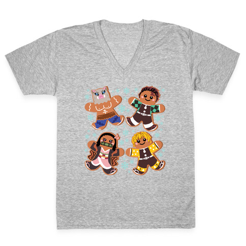 Demon Slayer Gingerbread Cookies V-Neck Tee Shirt