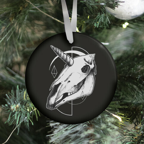 Geometric Occult Unicorn Skull Ornament