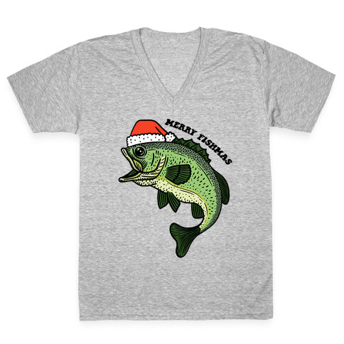 Merry Fishmas Bass V-Neck Tee Shirt