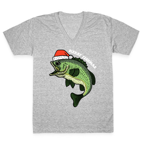 Merry Fishmas Bass V-Neck Tee Shirt