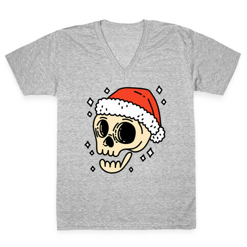 Santa Skull V-Neck Tee Shirt