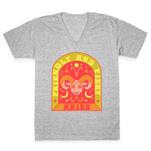 Friendly And Fiery Aries V-Neck Tee Shirt