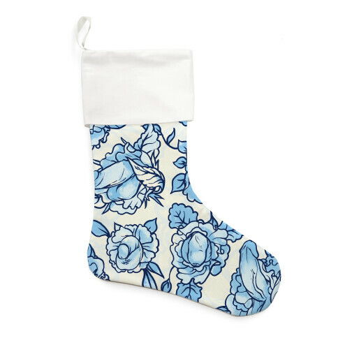 Floral Penis Pattern Blue Stocking