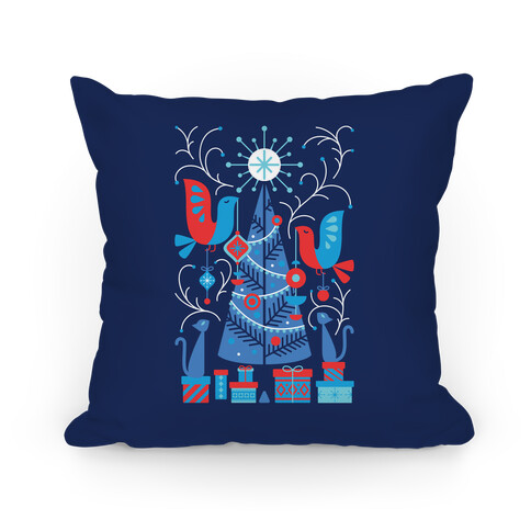 Vintage Christmas Tree Decorating Pillow