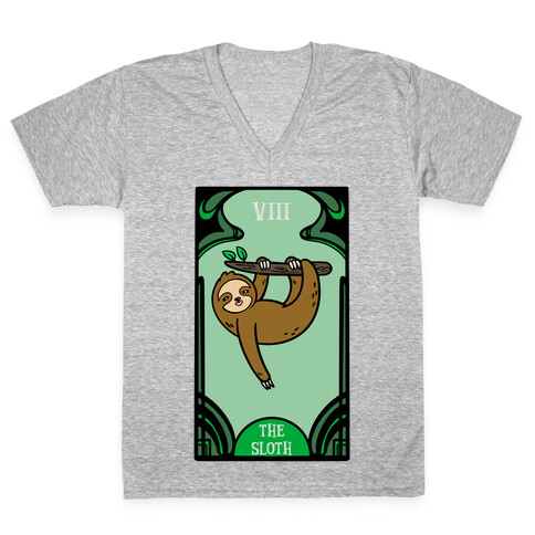 The Sloth Tarot Card V-Neck Tee Shirt