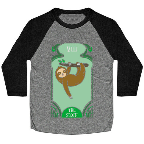 The Sloth Tarot Card (no outline) Baseball Tee