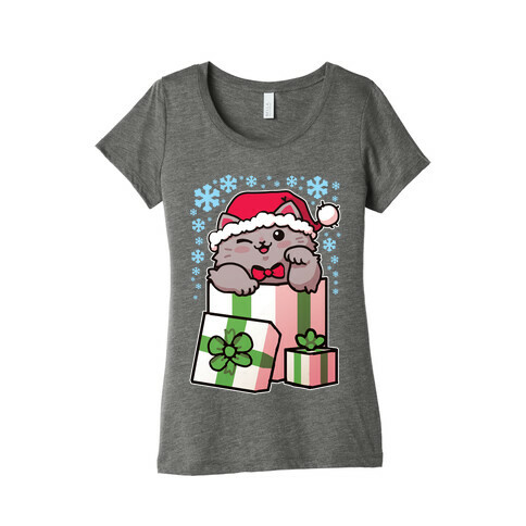 Cute Christmas Cat Womens T-Shirt