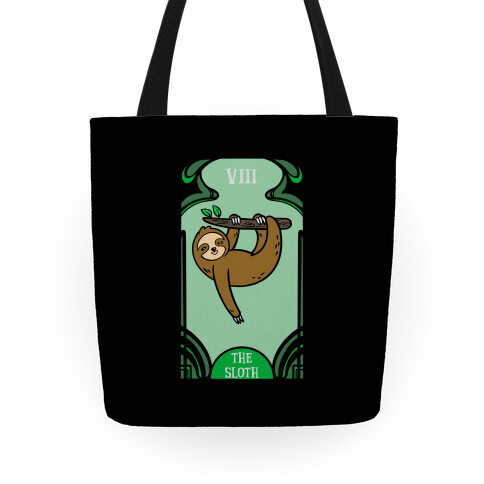 The Sloth Tarot Card (black) Tote