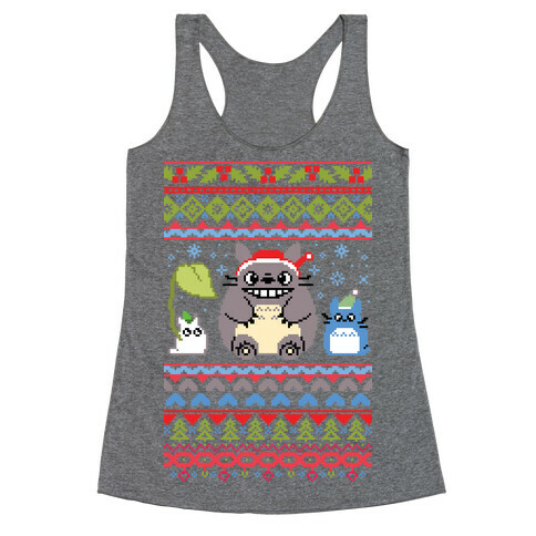 Totoro Ugly Christmas Sweater Racerback Tank Top