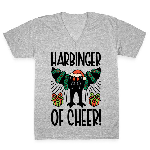 Harbinger of Cheer Mothman Parody V-Neck Tee Shirt