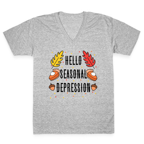 Hello Seasonal Depression Autumn V-Neck Tee Shirt