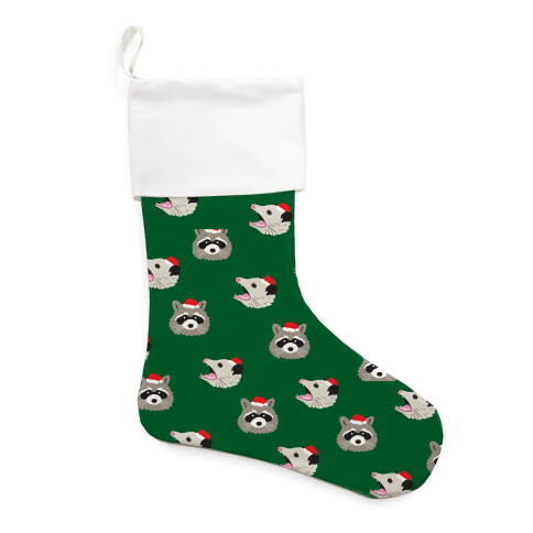 Christmas Raccoon and Opossum Pattern Stocking