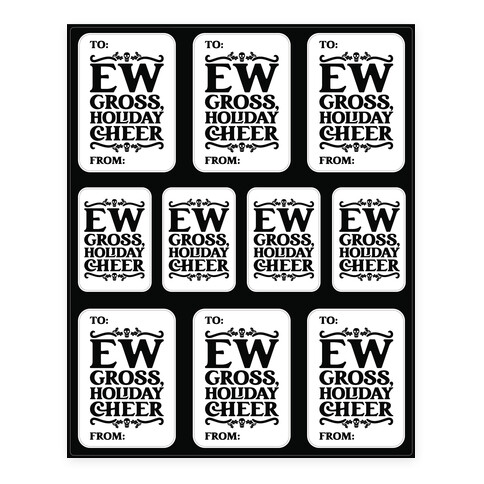 Ew Gross Holiday Cheer Stickers and Decal Sheet