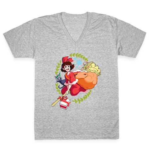 Kiki's Christmas Gift Delivery V-Neck Tee Shirt