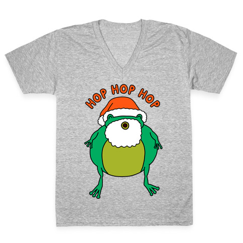 Hop Hop Hop Santa Frog V-Neck Tee Shirt