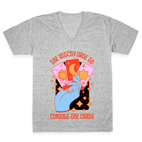 The Witchy Urge To Consult The Cards  V-Neck Tee Shirt