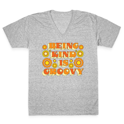 Being Kind Is Groovy V-Neck Tee Shirt
