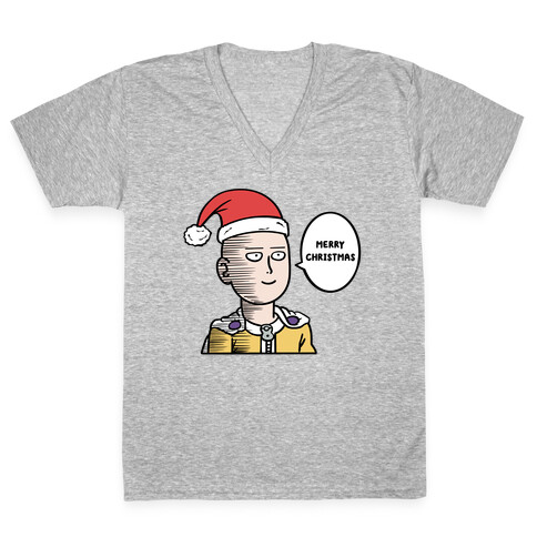 Saitama Merry Christmas Parody V-Neck Tee Shirt