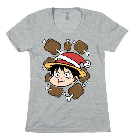 Luffy Holiday Feast Parody Womens T-Shirt