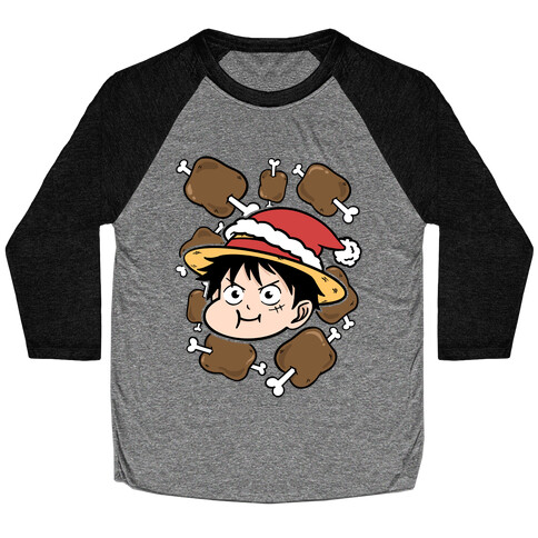 Luffy Holiday Feast Parody Baseball Tee