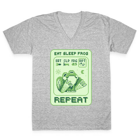 EAT, SLEEP, FROG, REPEAT V-Neck Tee Shirt